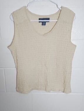 Sleeveless Tank Top with Elasticized Shirring Cotton